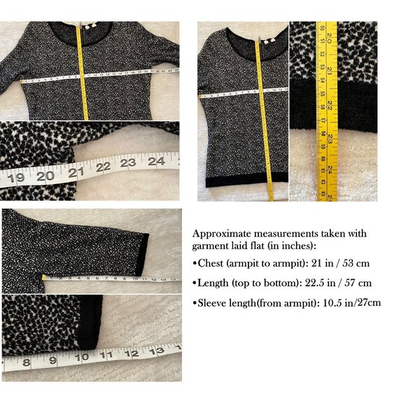 Moth Anthropologie Sweater Size XL Black White Textured Knit Scoop Neck - Picture 9 of 11